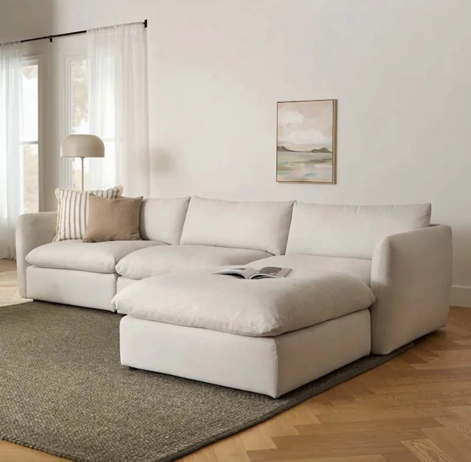 Leigh 131.5" Modular Sectional, Silver Ivory, & Ottoman - photo 3