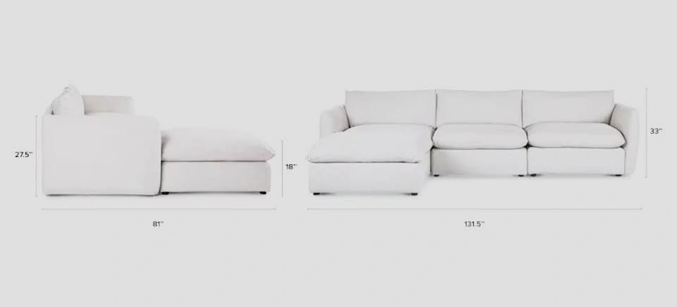 Leigh 131.5" Modular Sectional, Silver Ivory, & Ottoman - photo 4