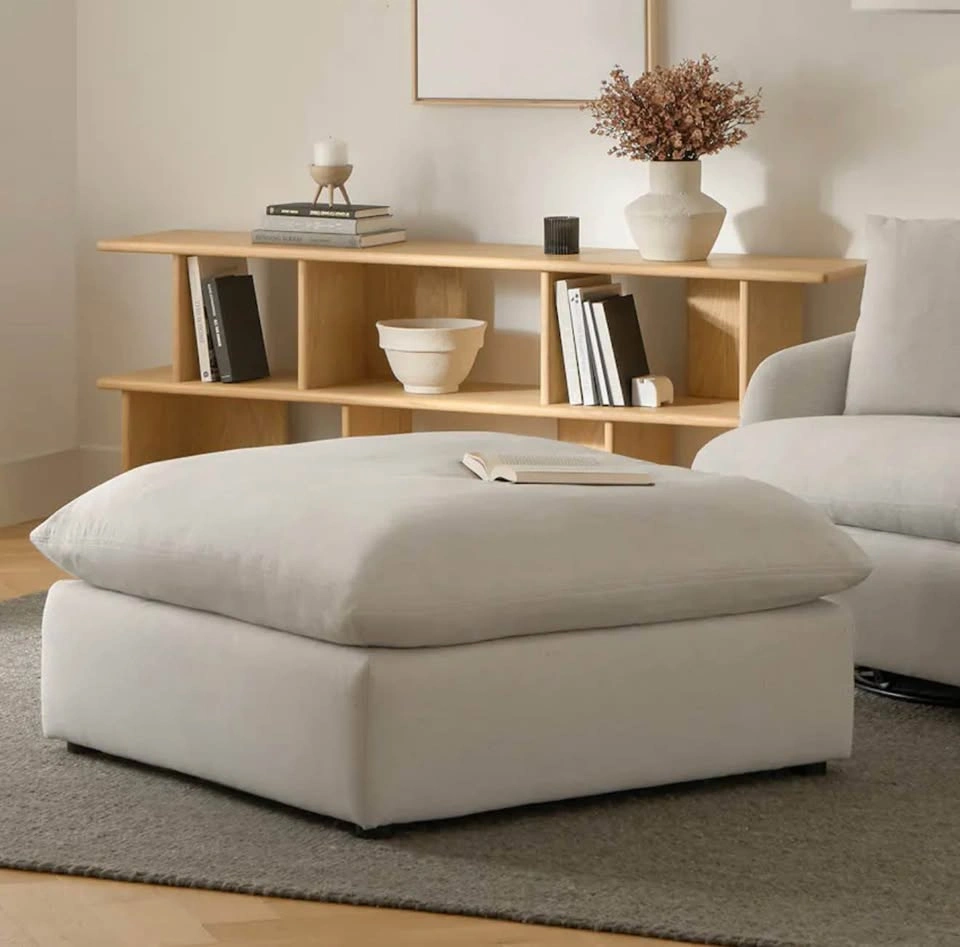 Leigh 131.5" Modular Sectional, Silver Ivory, & Ottoman - photo 5