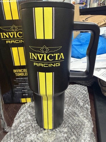 NEW Invicta Racing Tumbler 40oz Black /Yellow Stripes - photo 2