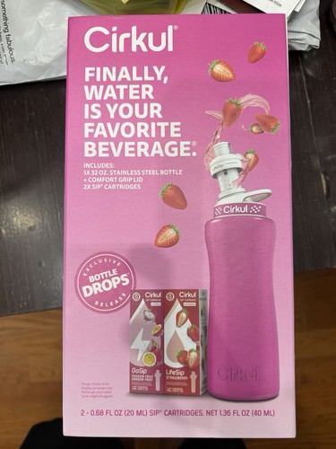 Cirkul 32 fl oz Stainless Steel Water Bottle Pink w/ Lid & 2 Car - photo 4