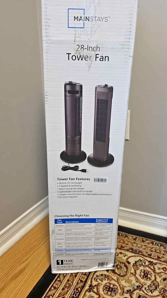 Mainstays 28 inch tower fan