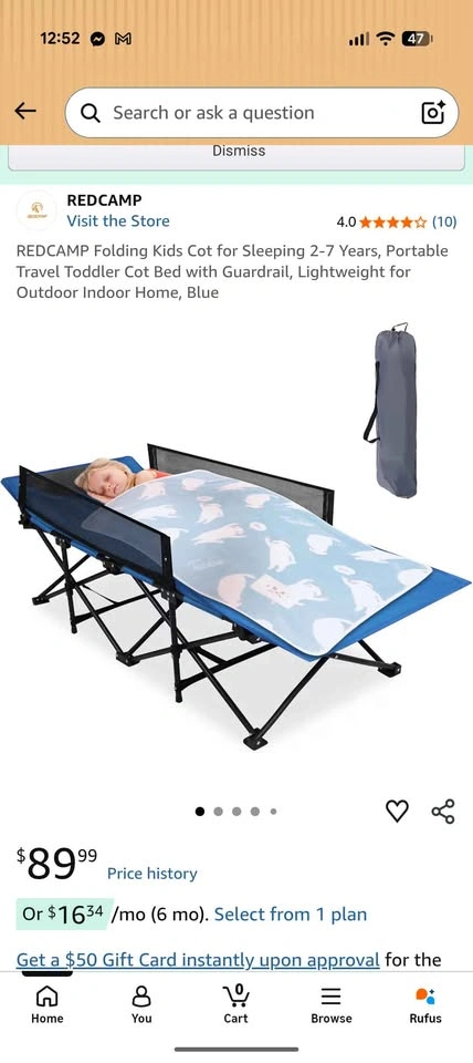 REDCAMP Folding Kids Cot for Sleeping 2-7 Years - photo 2