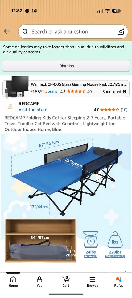 REDCAMP Folding Kids Cot for Sleeping 2-7 Years - photo 4