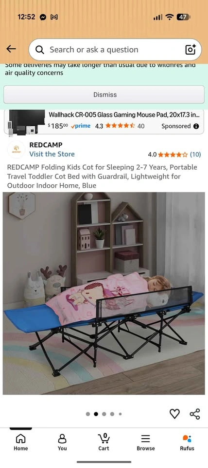 REDCAMP Folding Kids Cot for Sleeping 2-7 Years - photo 5