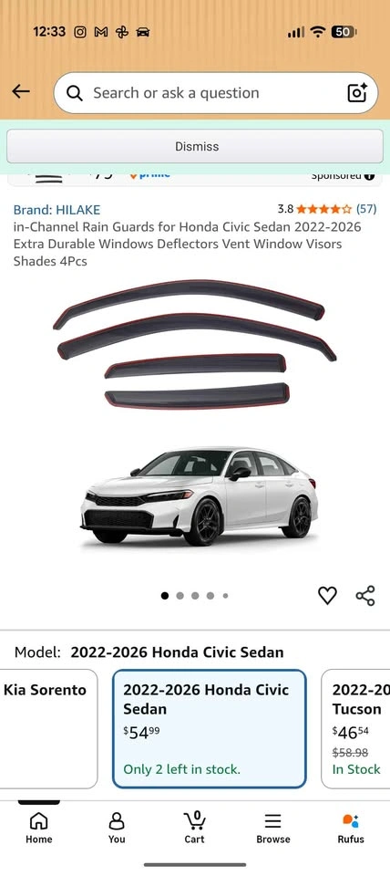 In-Channel Rain Guards for Honda Civic Sedan - photo 2
