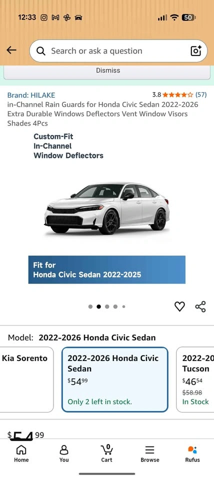 In-Channel Rain Guards for Honda Civic Sedan - photo 3
