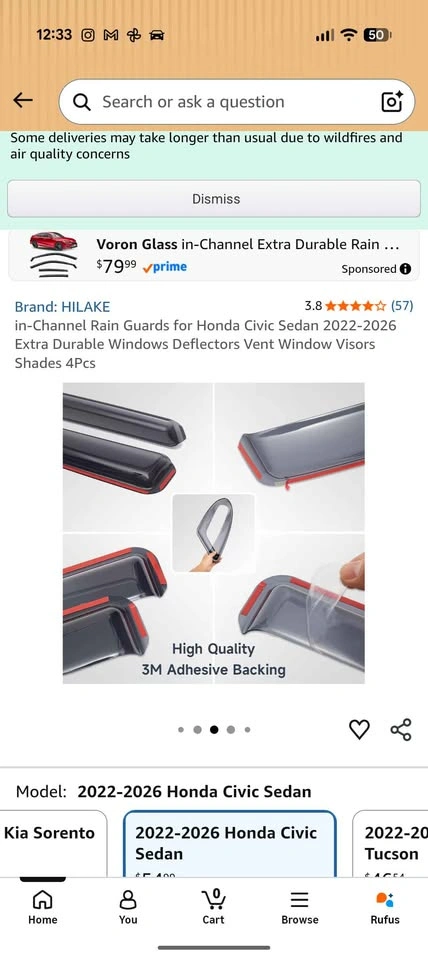 In-Channel Rain Guards for Honda Civic Sedan - photo 4