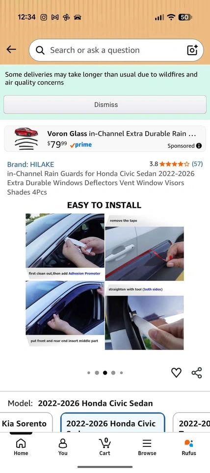 In-Channel Rain Guards for Honda Civic Sedan - photo 5