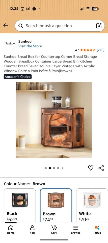 Sunhoo Wooden Corner Bread Box for Countertop - photo 5