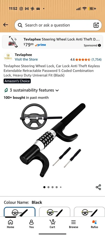 Tevlaphee Steering Wheel Lock, Car Lock Anti Theft