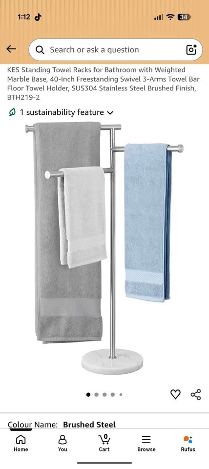 KES Standing Towel Racks for Bathroom with Weighted Marble Base - photo 2