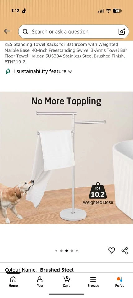 KES Standing Towel Racks for Bathroom with Weighted Marble Base - photo 5