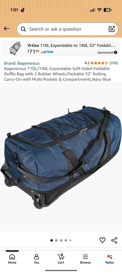 Bagenerous 110L/140L Expandable Rolling Duffle Bag - photo 2