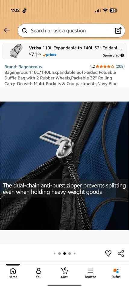 Bagenerous 110L/140L Expandable Rolling Duffle Bag - photo 5