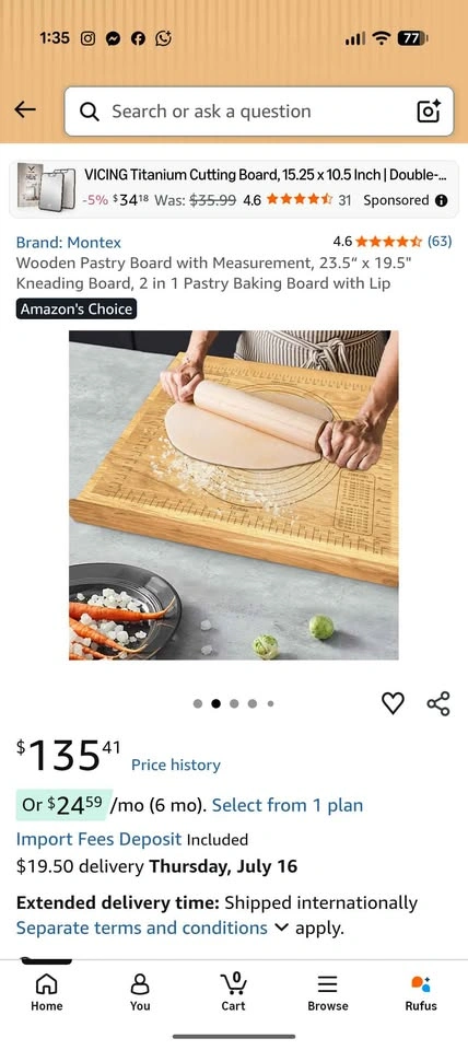 Wooden Pastry Board with Measurement 23.5“ x 19.5" - photo 3