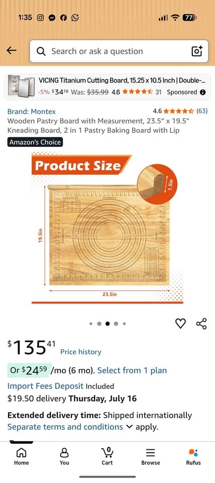 Wooden Pastry Board with Measurement 23.5“ x 19.5" - photo 4