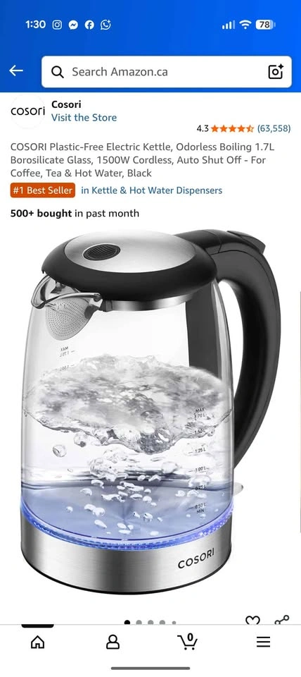 COSORI Plastic-Free Electric Kettle 1.7L Borosilicate Glass - photo 2