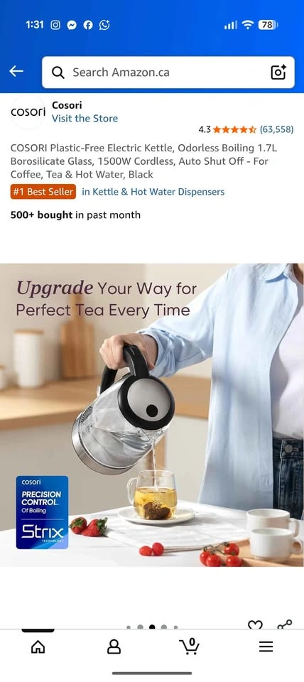COSORI Plastic-Free Electric Kettle 1.7L Borosilicate Glass - photo 5