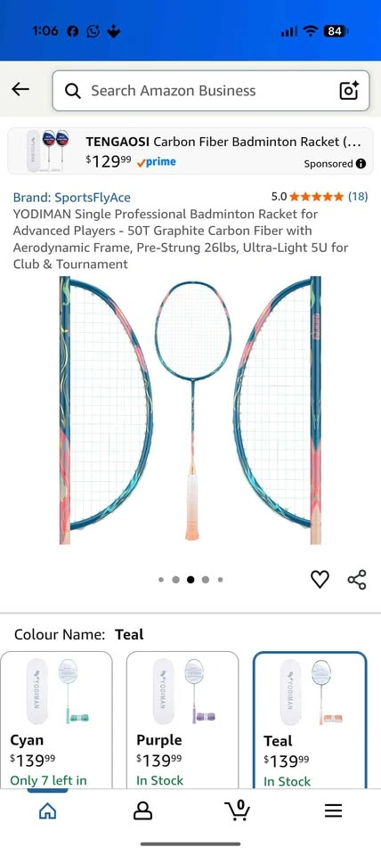 YODIMAN Single Professional Badminton Racket - 50T Carbon Fiber - photo 5