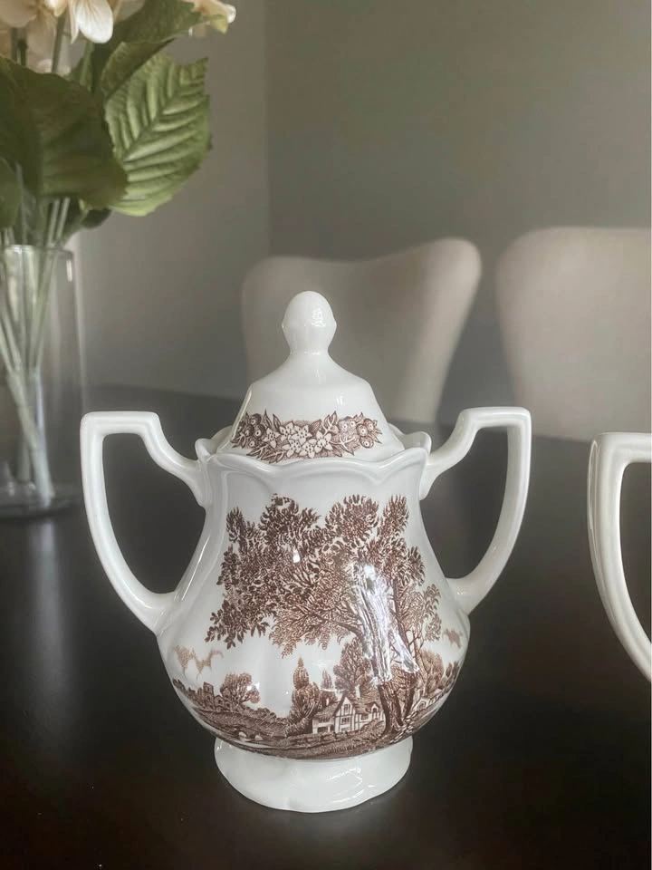 Vintage J.&G. Meakin Romantic England Creamer & Lidded Sugar Bow - photo 2