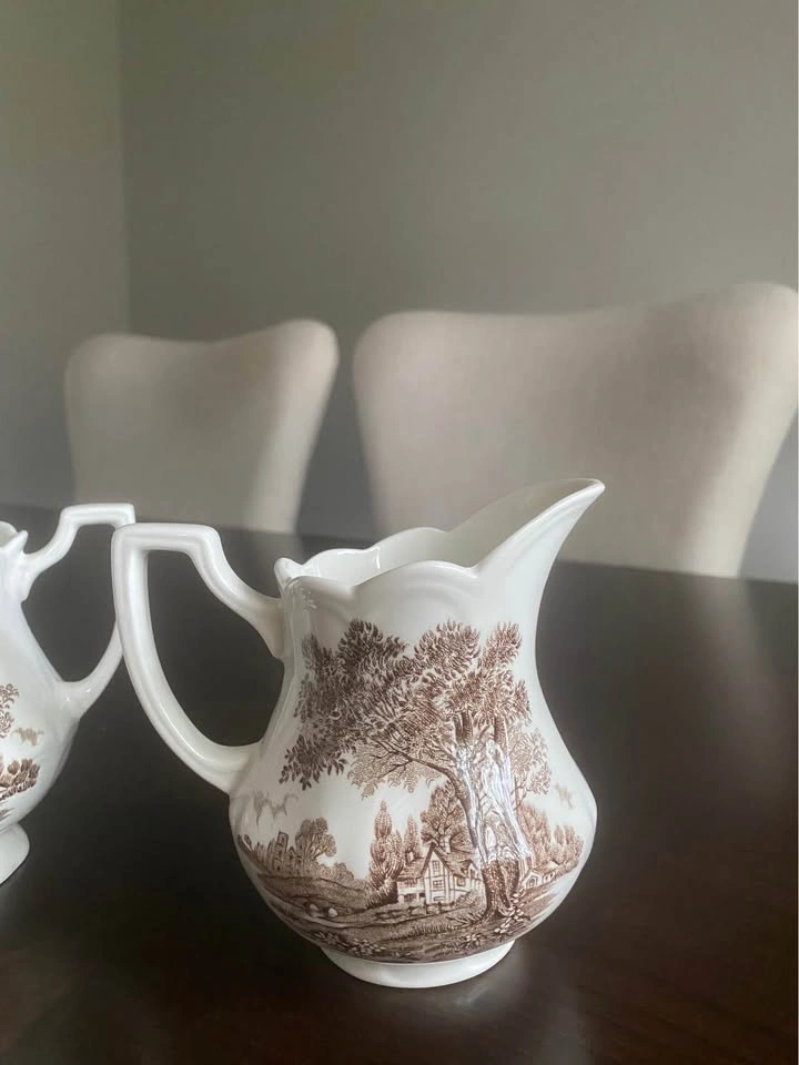 Vintage J.&G. Meakin Romantic England Creamer & Lidded Sugar Bow - photo 4