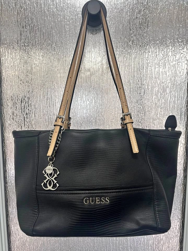 Guess Black Textured Tote Bag