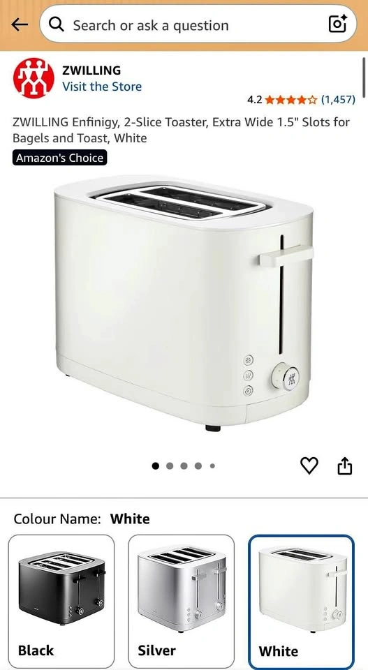 ZWILLING Enfinigy 2-Slice Toaster - New in box