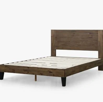 Solid Wood Full Platform Bed Frame– Modern Walnut Finish - photo 5