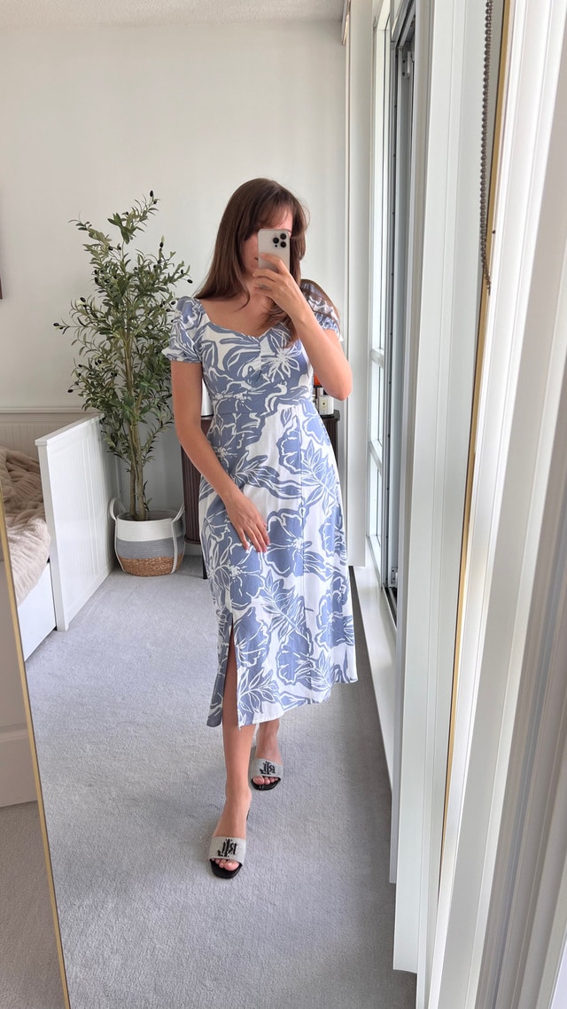 Floral Midi Dress | Size S-M | Off-Shoulder | Like New - photo 2