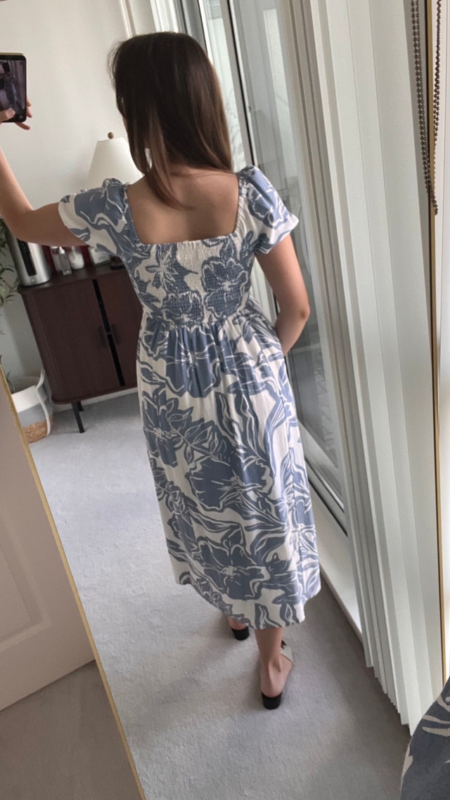 Floral Midi Dress | Size S-M | Off-Shoulder | Like New - photo 4