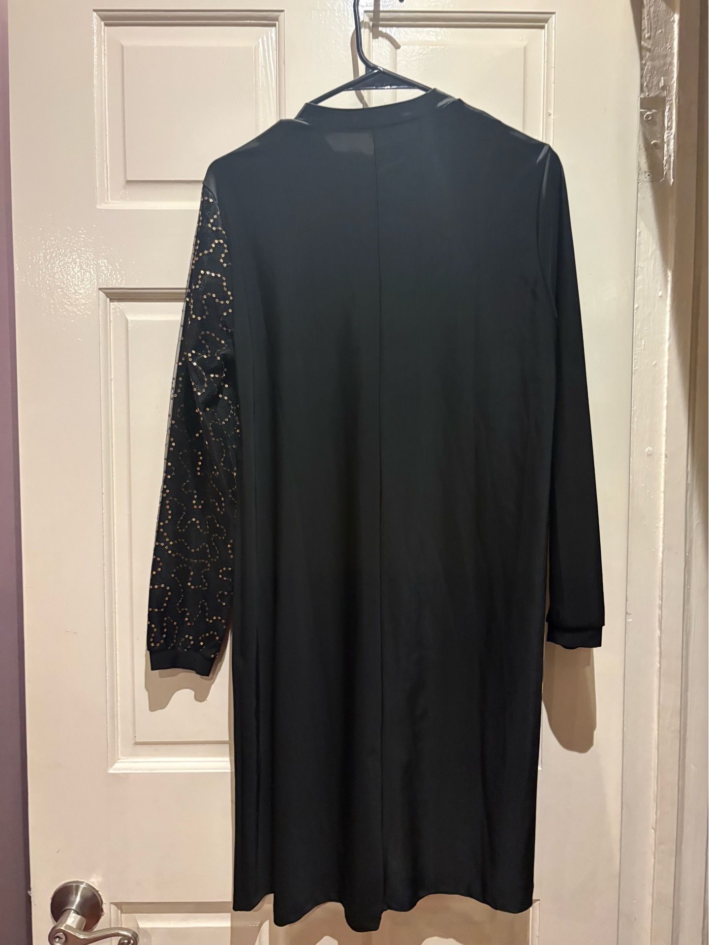 Black Long-Sleeve Studded A-Line Dress - photo 2