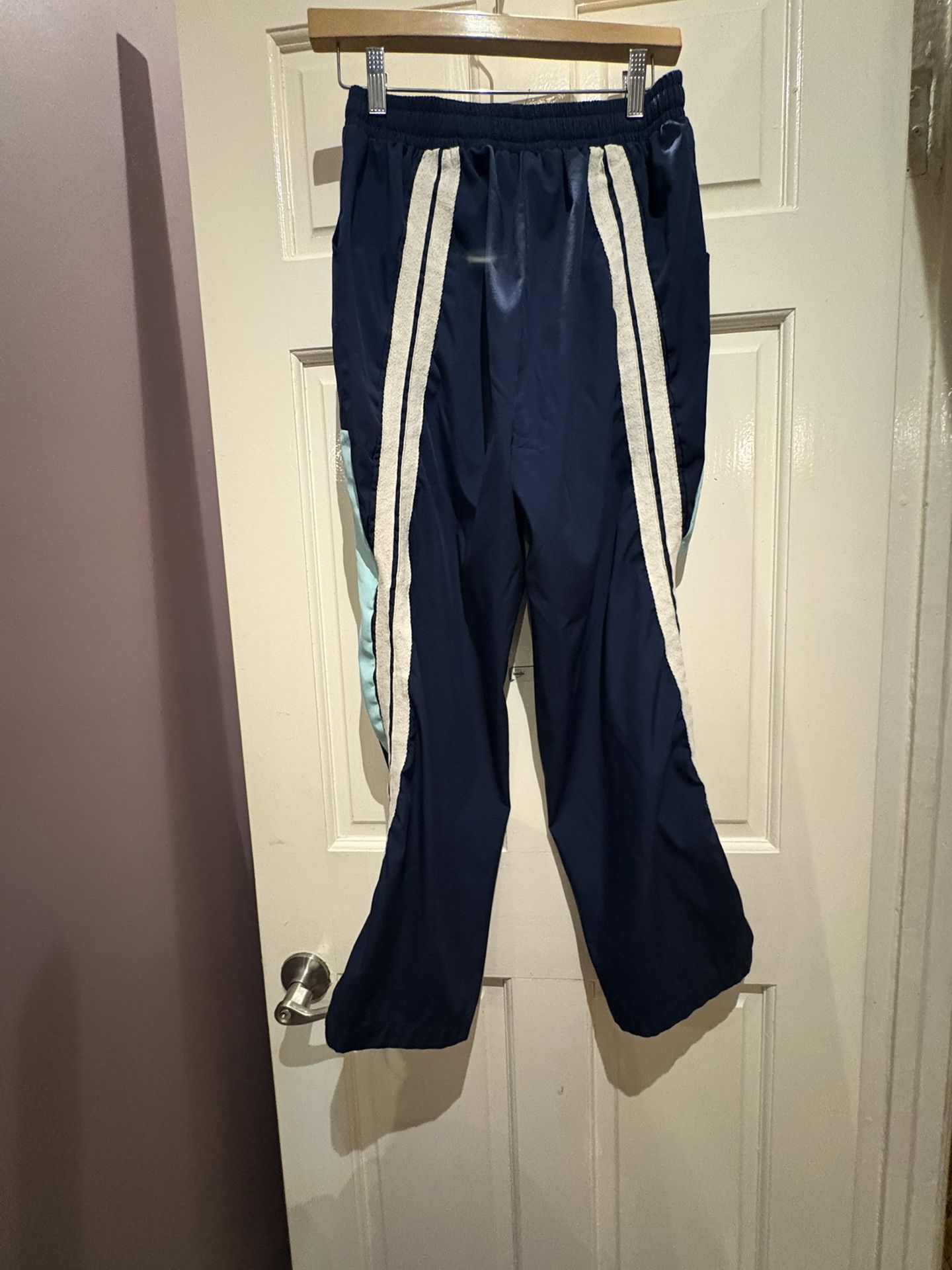 Navy Blue Track Pants 16Y Mint Panels White Stripes - photo 4
