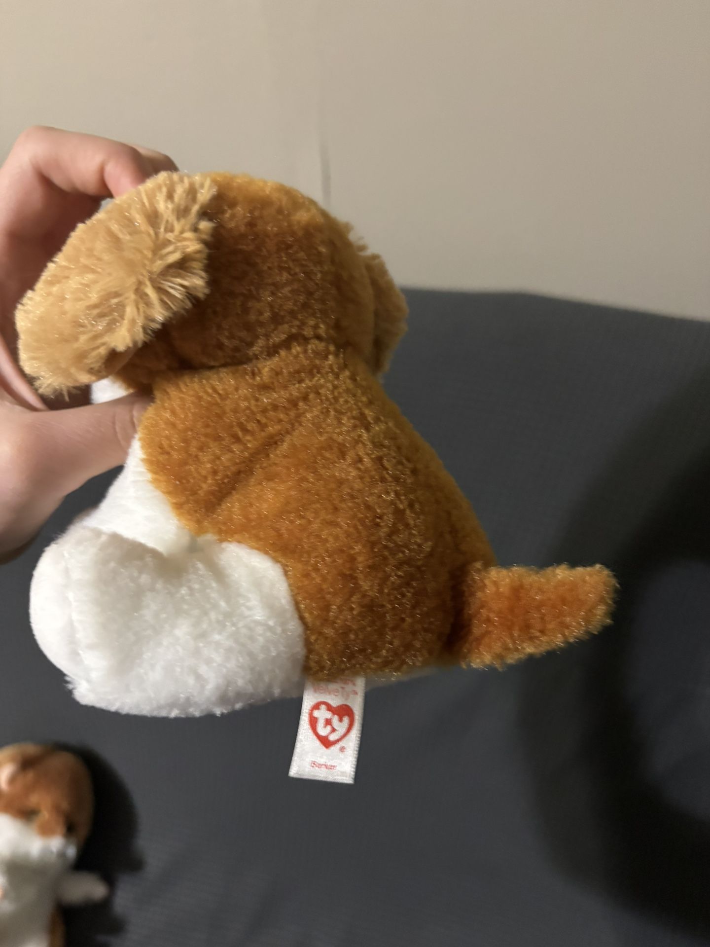 Ty Beanie Baby Barker plush dog brown white - photo 3