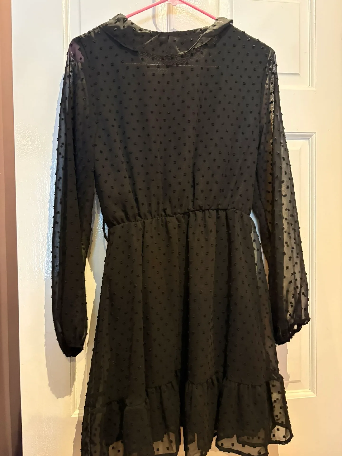 SHEIN Women's Ruffle V Neck Pom Pom Chiffon Dress - photo 4