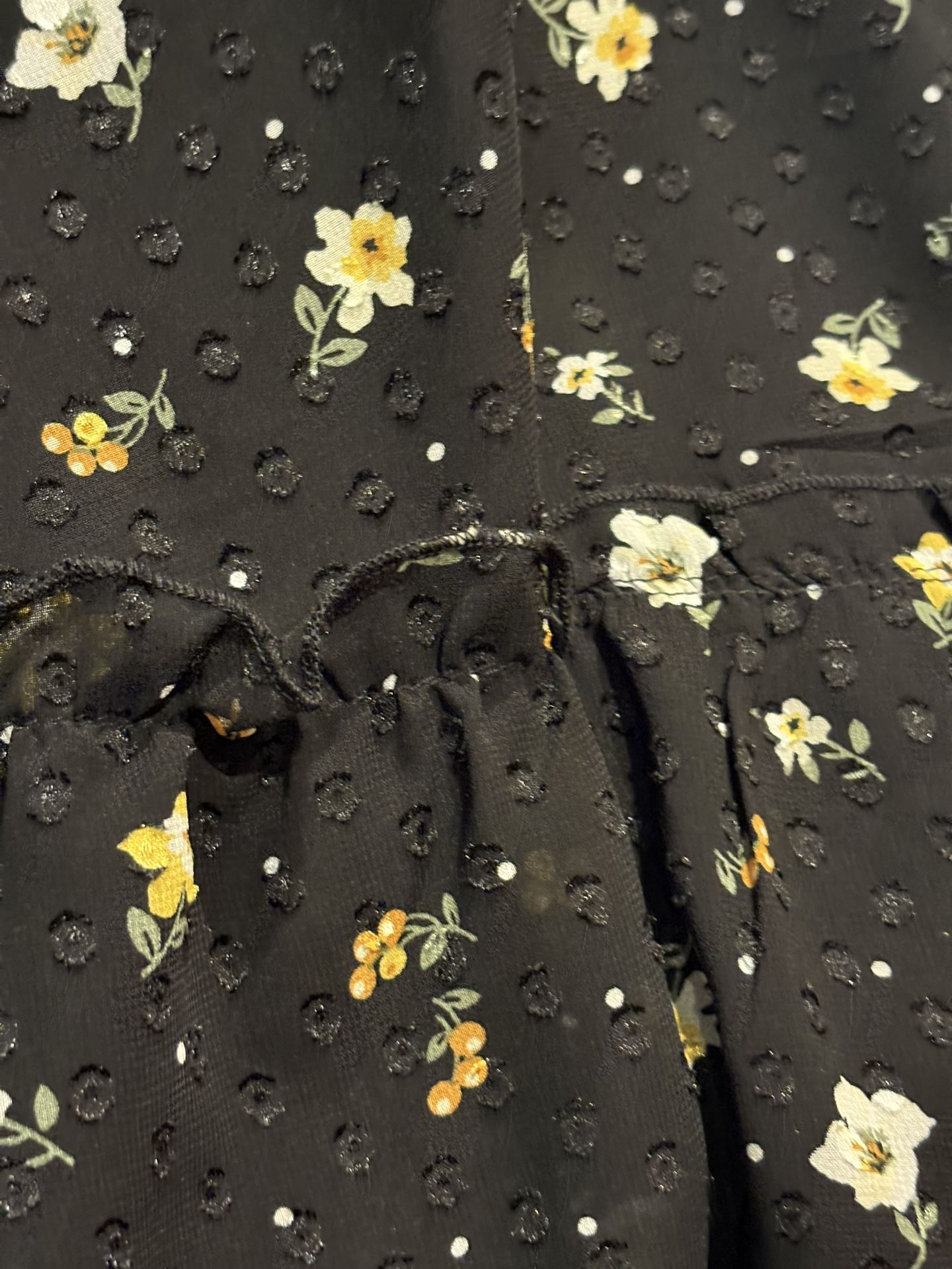 SHEIN black floral print smocked waist ruffle mini dress - photo 3