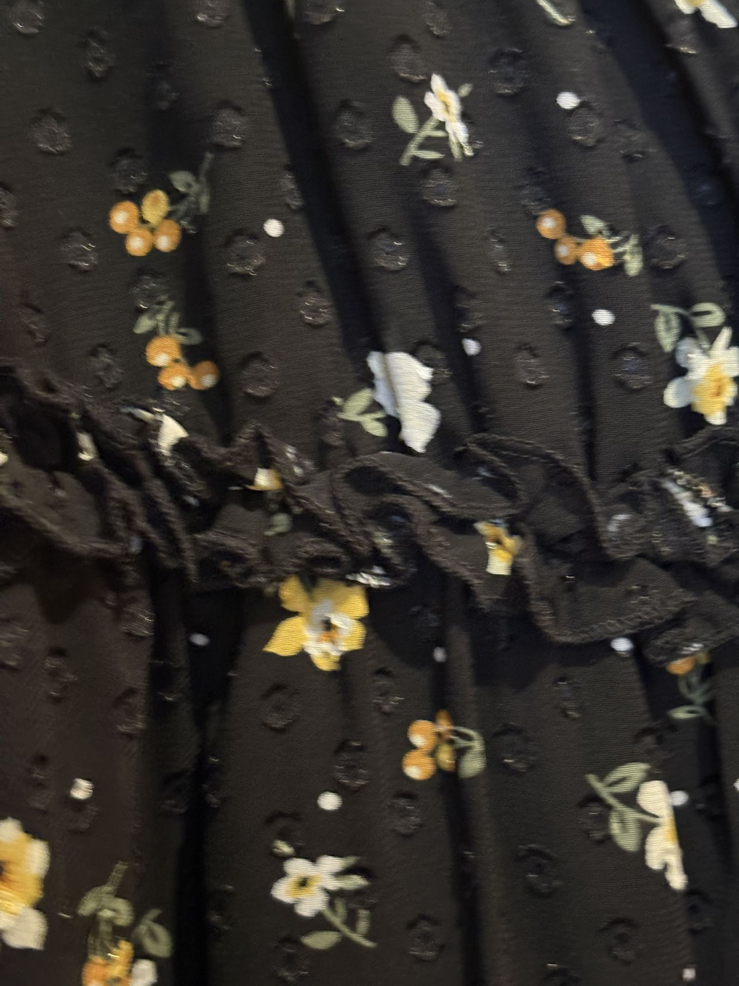 SHEIN black floral print smocked waist ruffle mini dress - photo 4
