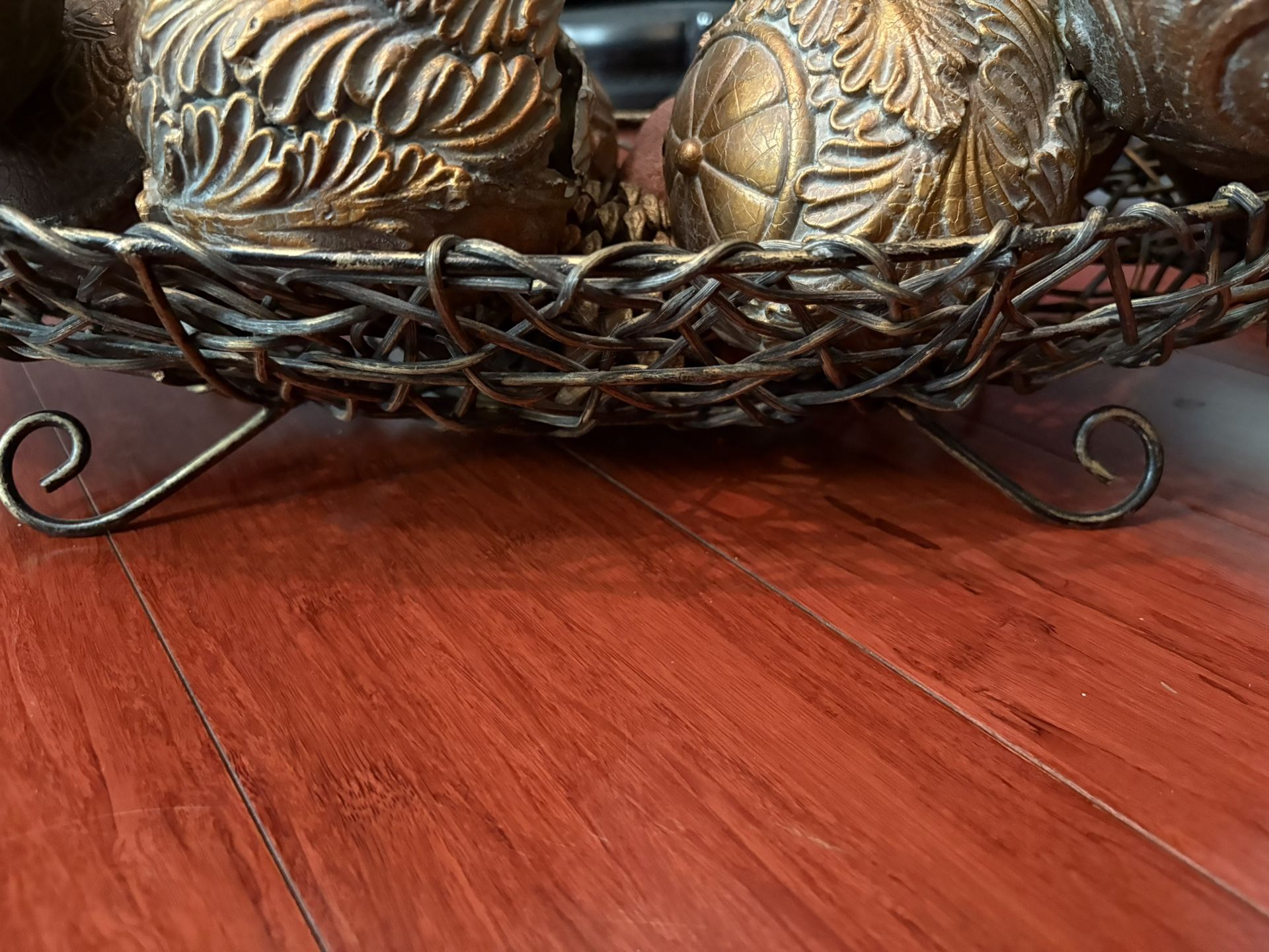 Set of vintage-style decorative balls or orbs in a metal basket - photo 3