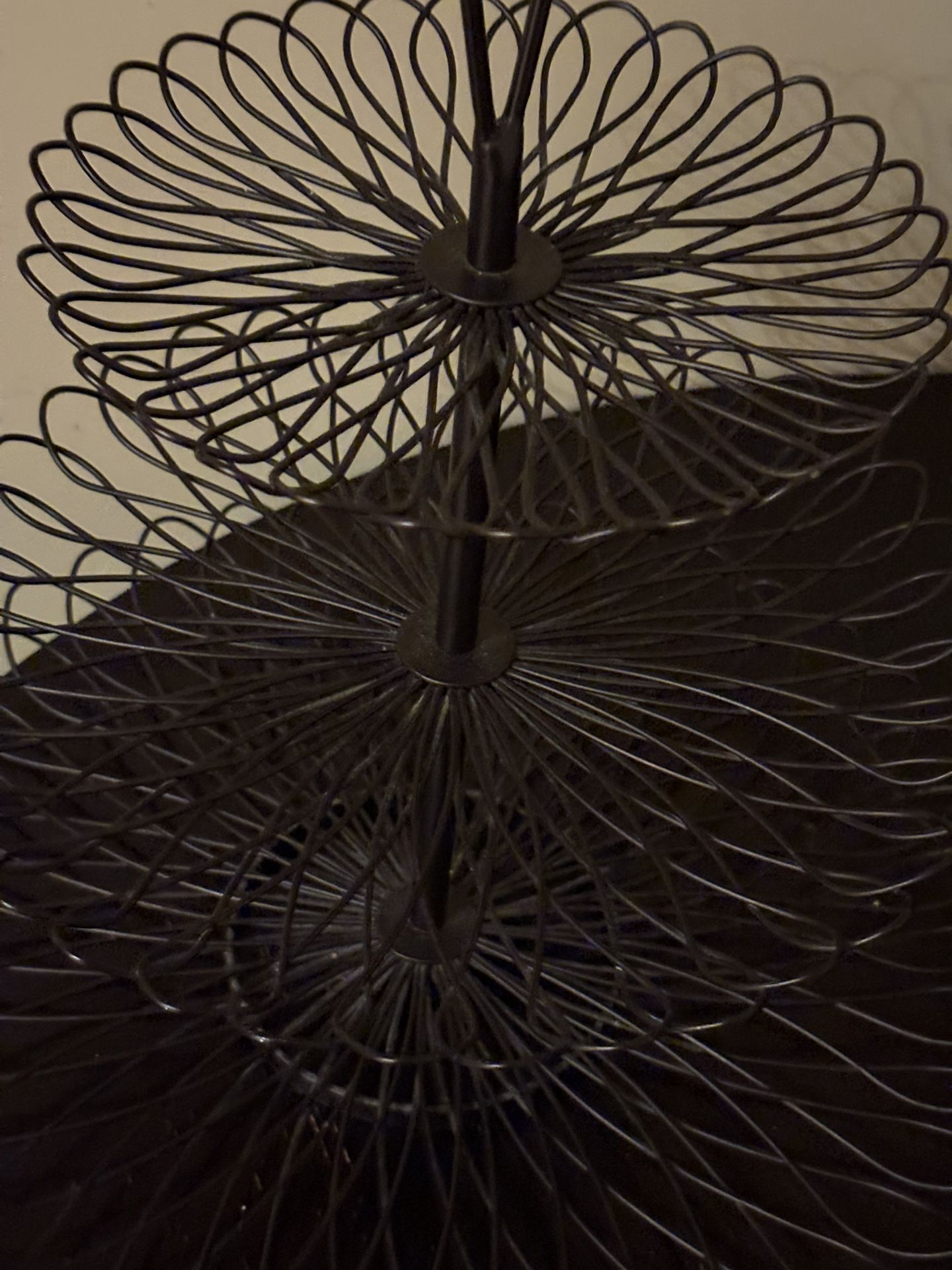 3-Tier Black Metal Round Cupcake Stand Matte Finish