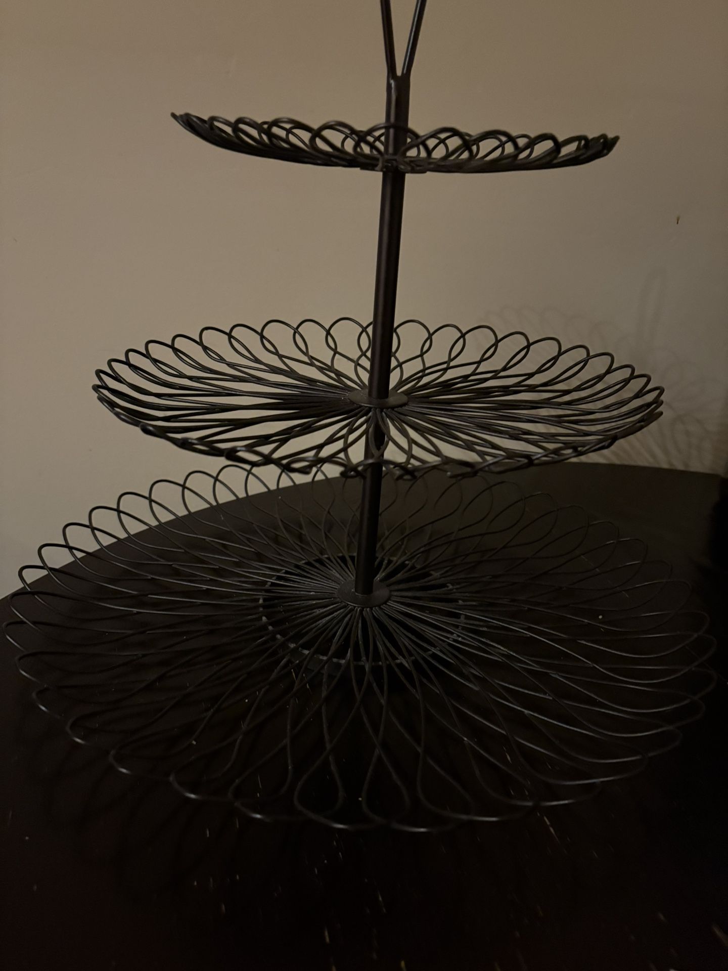 3-Tier Black Metal Round Cupcake Stand Matte Finish - photo 3