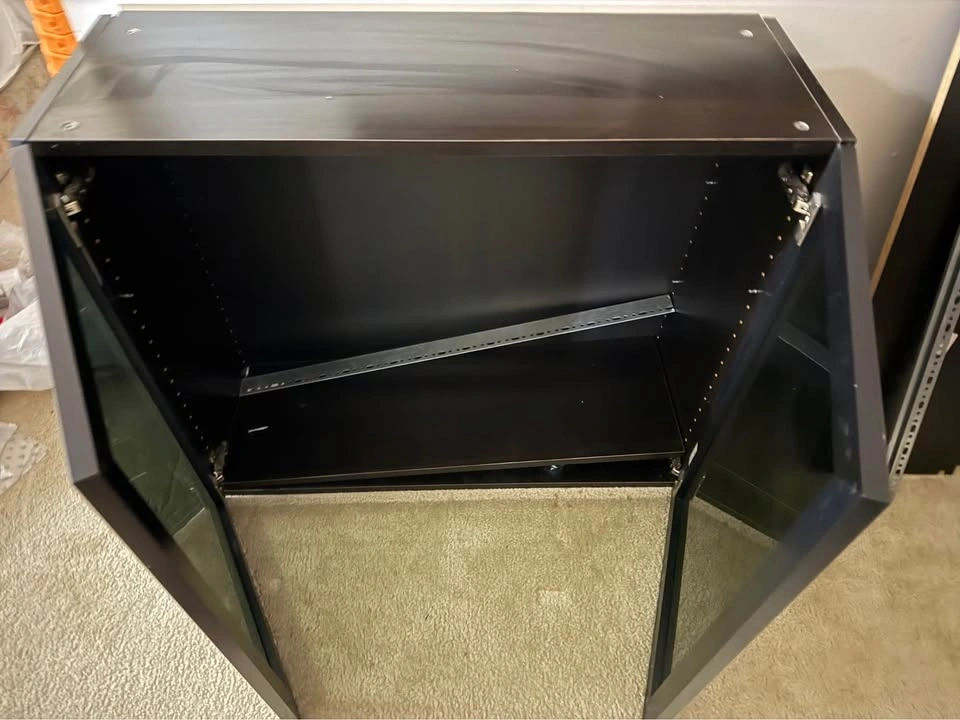 IKEA Wall Cabinet with Black Glass Doors - photo 2