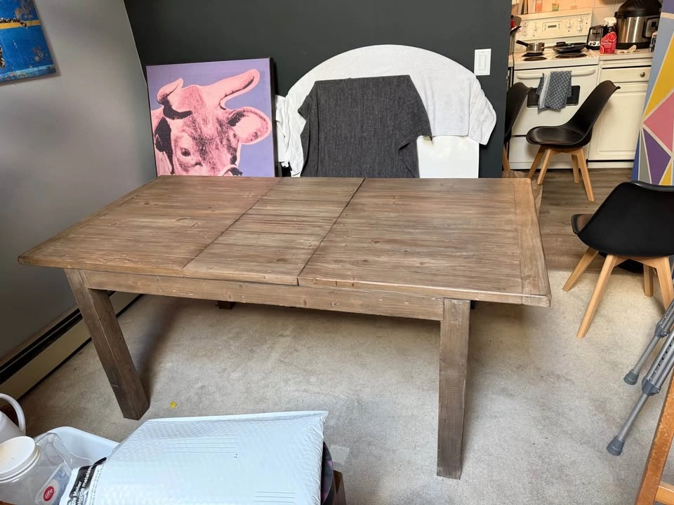 Solid Wood Extendable Dining Table – Rustic Finish – Good Condit - photo 3