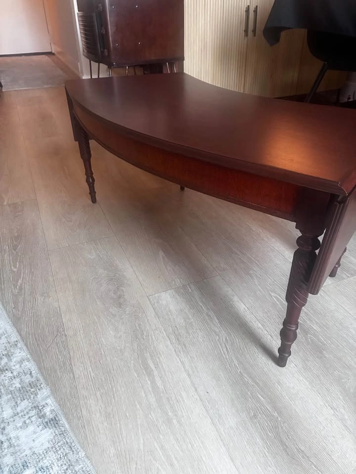 Vintage MCM John M. Smyth curved coffee table with drop leaves - photo 2