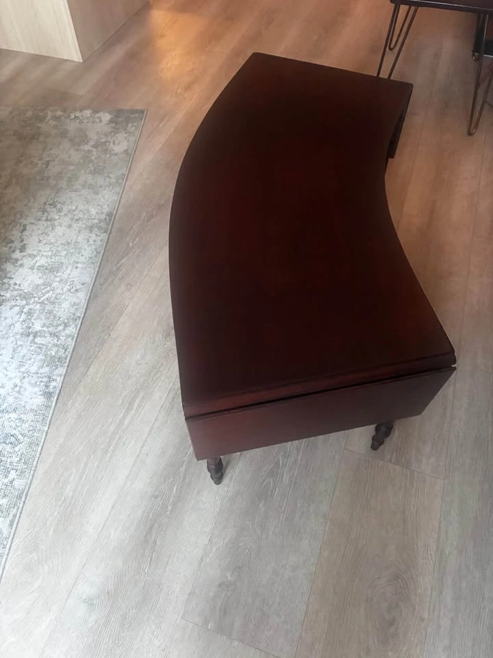 Vintage MCM John M. Smyth curved coffee table with drop leaves - photo 4