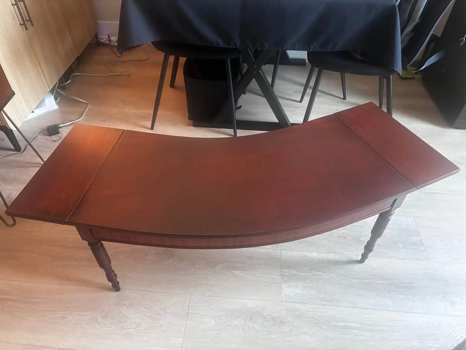 Vintage MCM John M. Smyth curved coffee table with drop leaves - photo 5