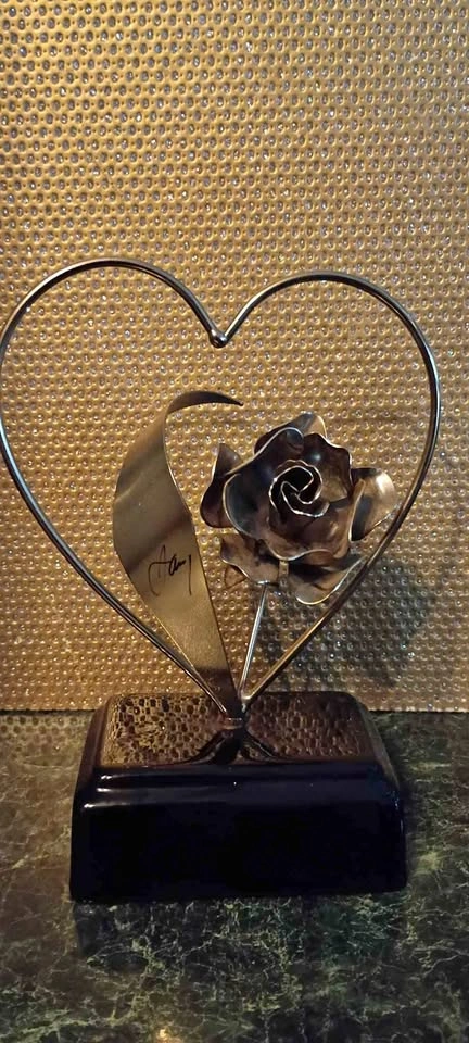 Mario Jason Originals Rose Heart Sculpture Signed Rare Vintage