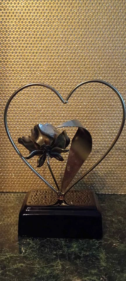 Mario Jason Originals Rose Heart Sculpture Signed Rare Vintage - photo 5