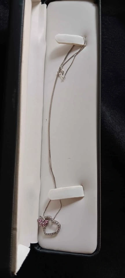 Butterfly Heart Necklace Sterling Silver w Box New - photo 2