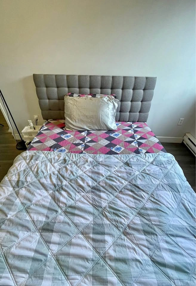 Grey Tufted Queen Bed Frame and Mattress