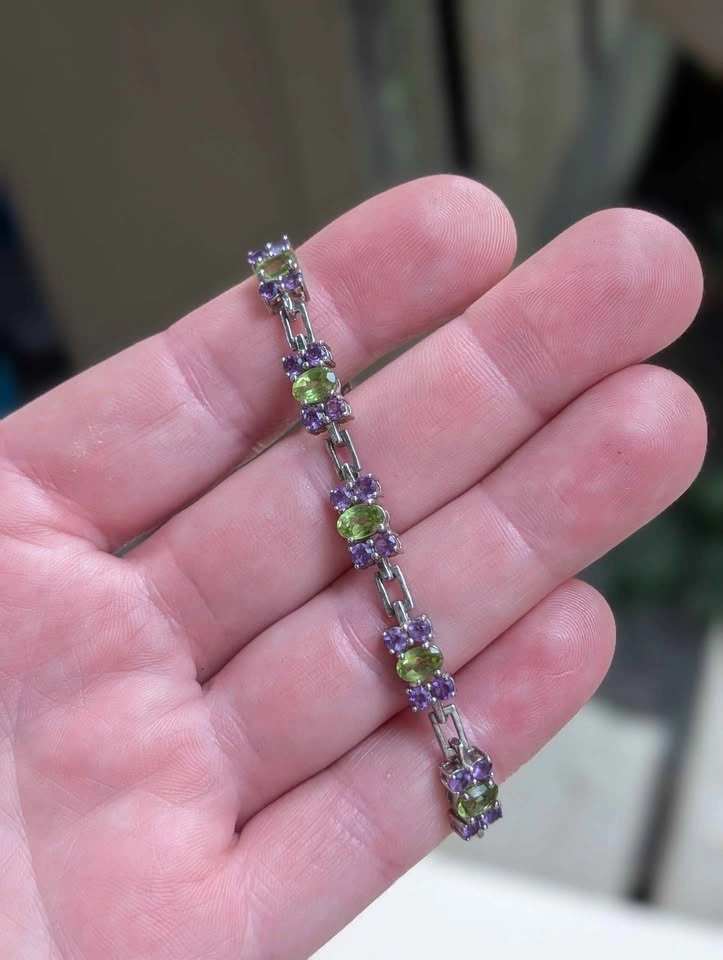Panther Head Amethyst and Peridot Bracelet - photo 3